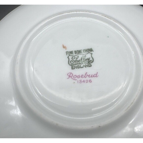 VTG Shelley ROSEBUD Fine Bone China Demitasse Cup & Saucer Set England - Picture 4 of 12